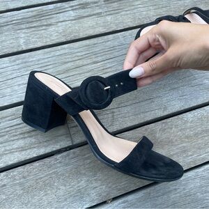 Gianvito Rossi Black suede Block Heel Sandals